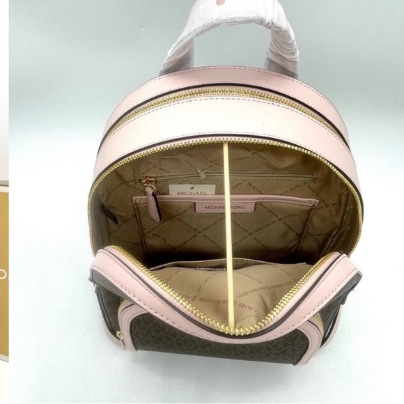 Michael Kors Medium Jaycee Zip Packet Backpack Brown/Light Pink - Picture 5 of 11